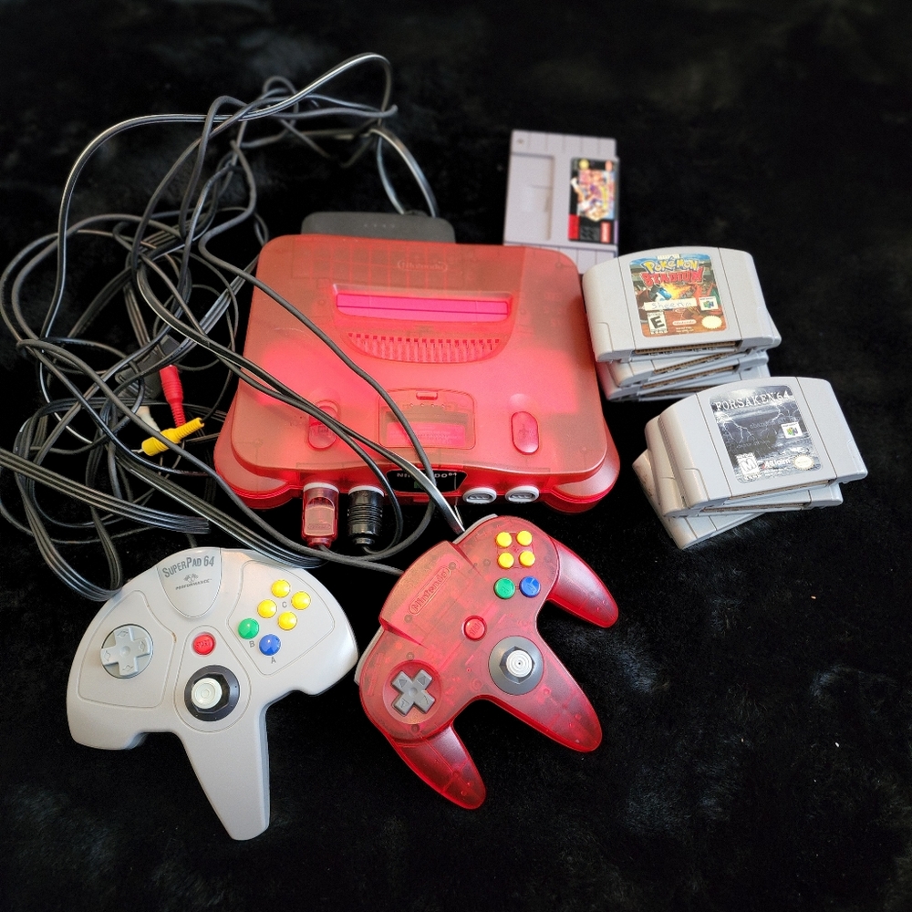 Nintendo 64 game console and games with controller